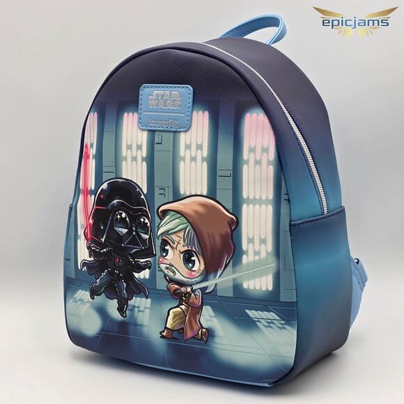 Loungefly Star Wars Obi-Wan Vs. Darth Vader Chibi Characters Mini Backpack New - Picture 2 of 5